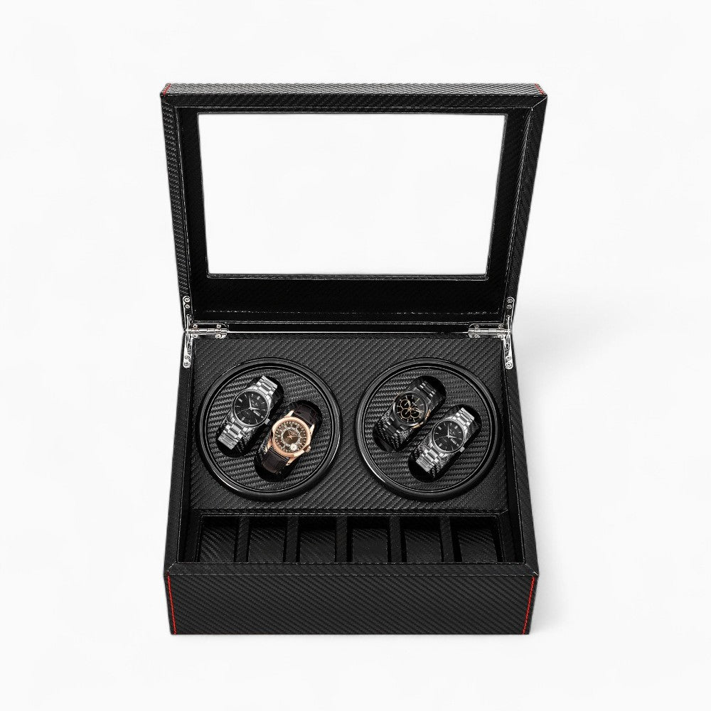Boîte à Montres Automatique Carbone Noir Double