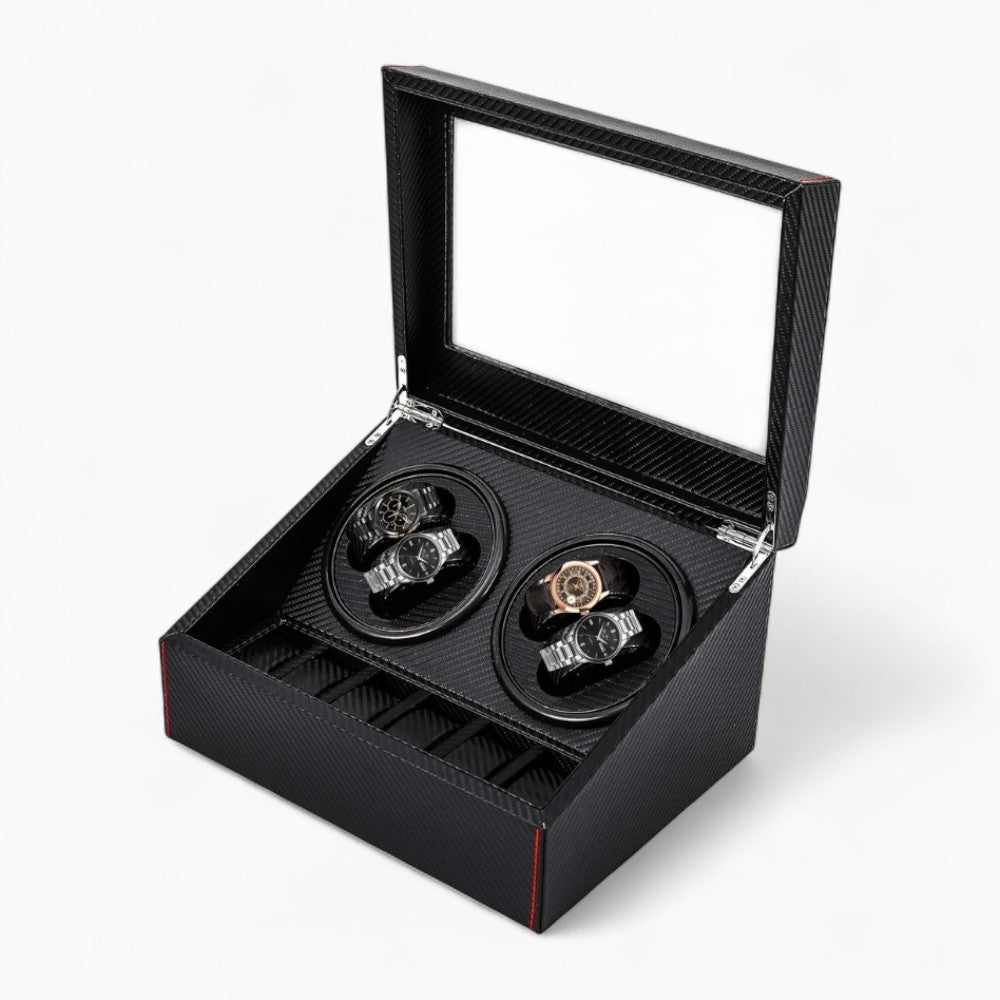 Boîte à Montres Automatique Carbone Noir Double
