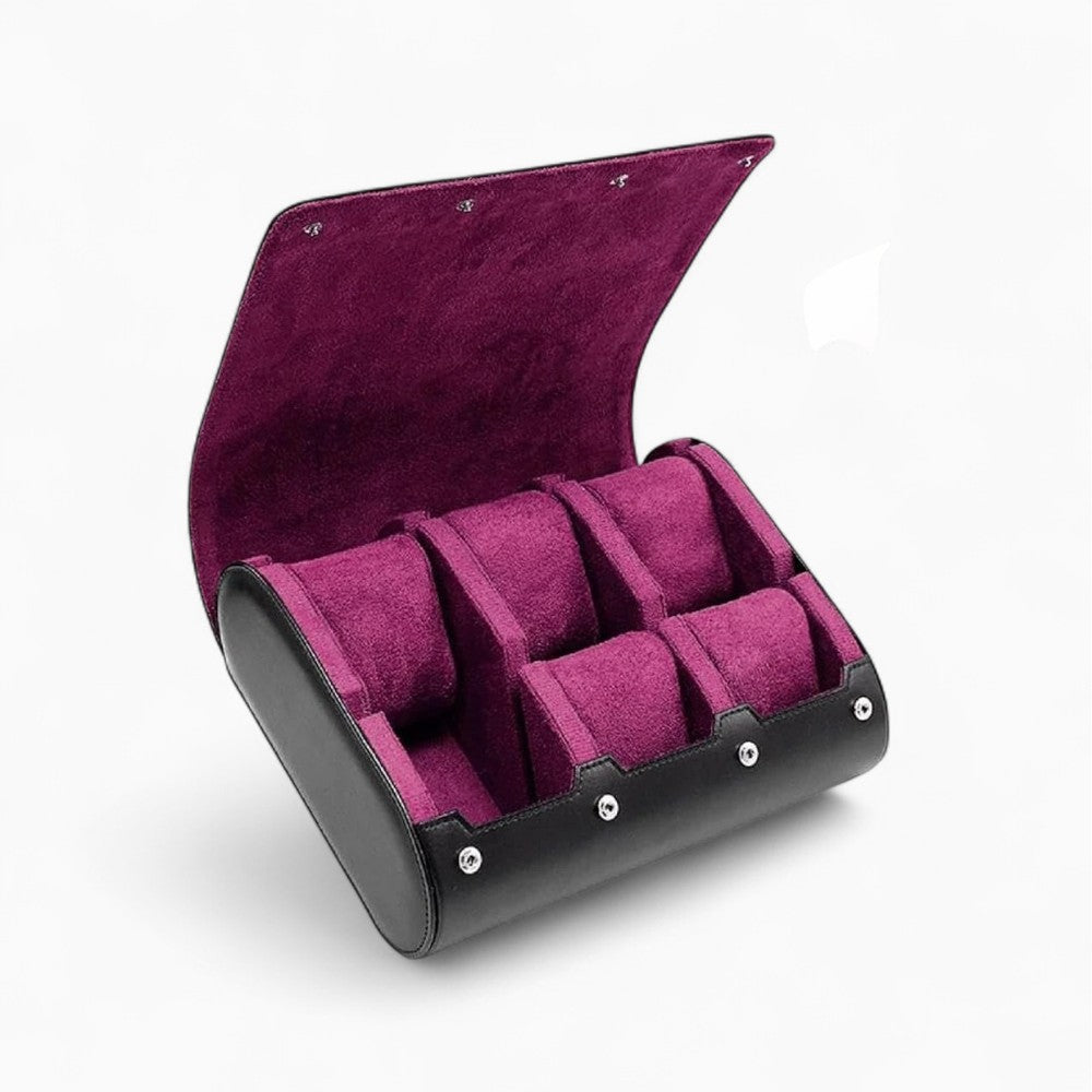 Étui Montre Cuir Velours 6 Slots Portable