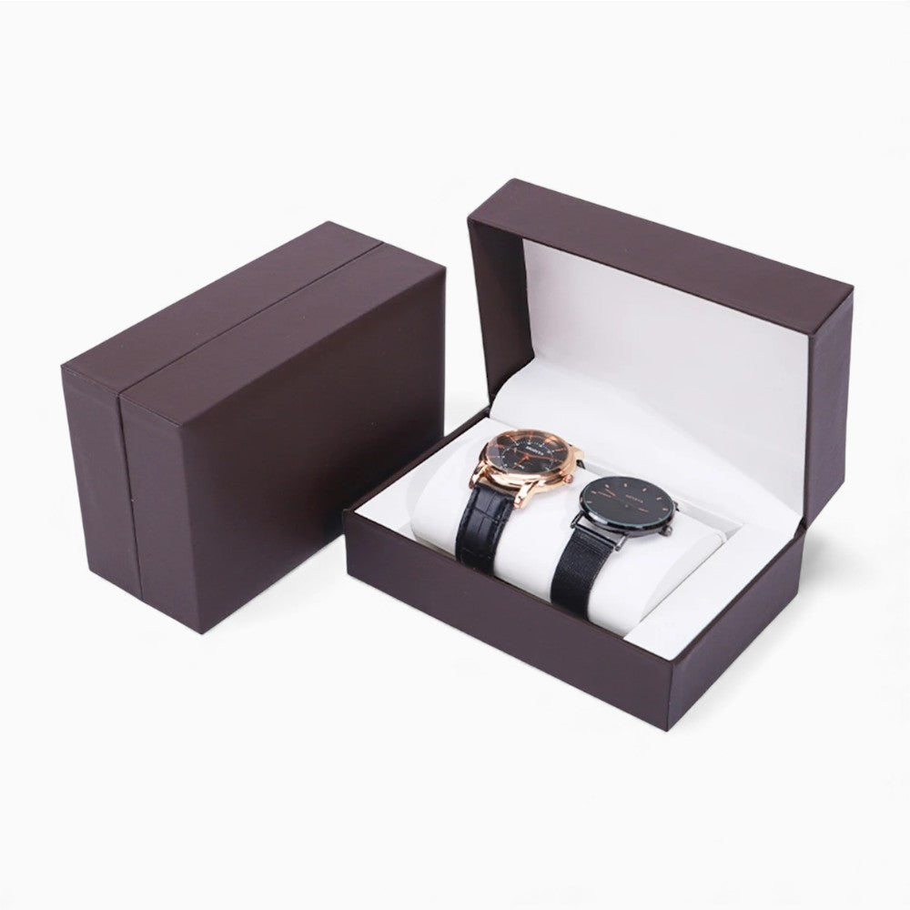Boîte Montres Cuir Velours 2 Places