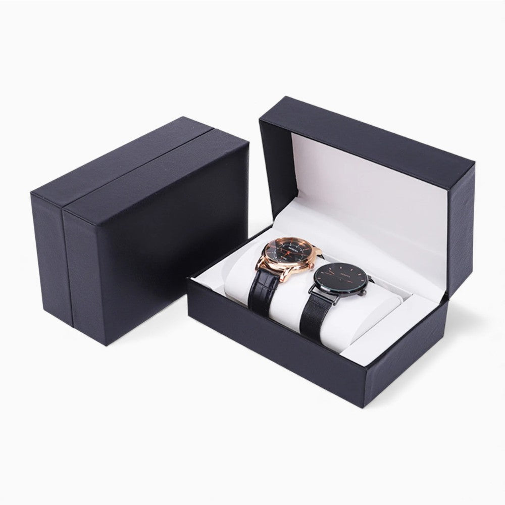 Boîte Montres Cuir Velours 2 Places