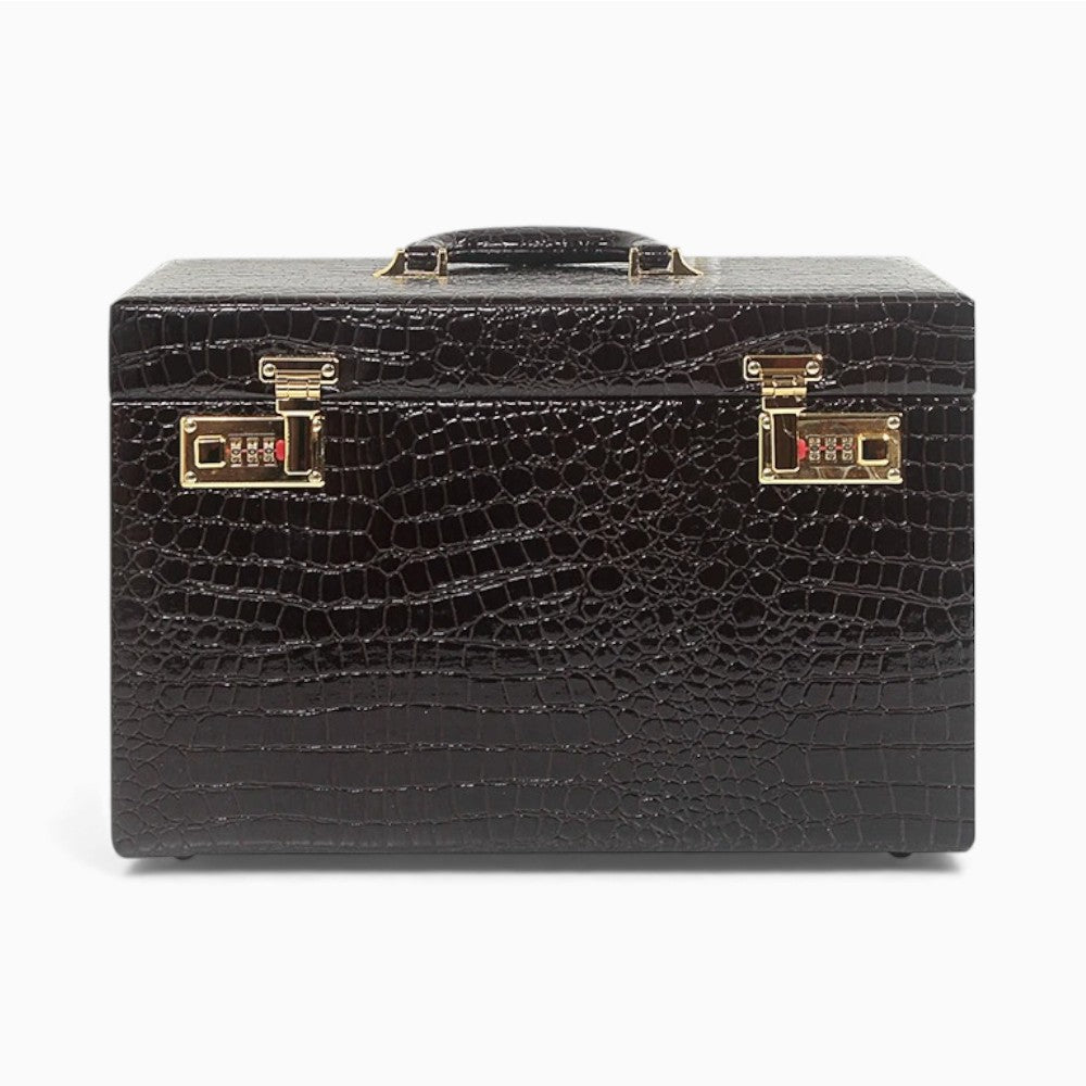 Boîte Bijoux Cuir Croco Luxe Grand Format