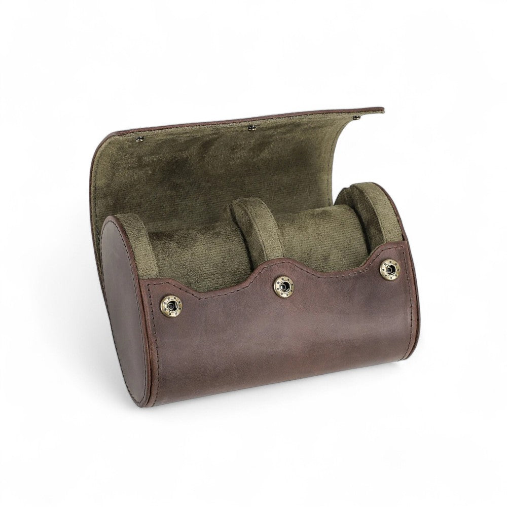 Étui Montre Rétro Cuir Marron 8 Slots