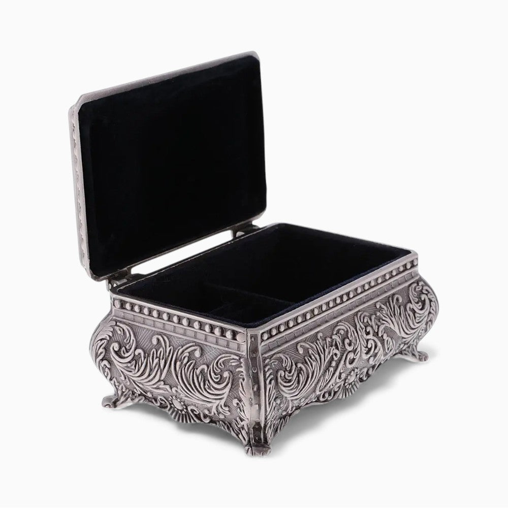 Boîte Bijoux Métal Sculpté Gothique Velours