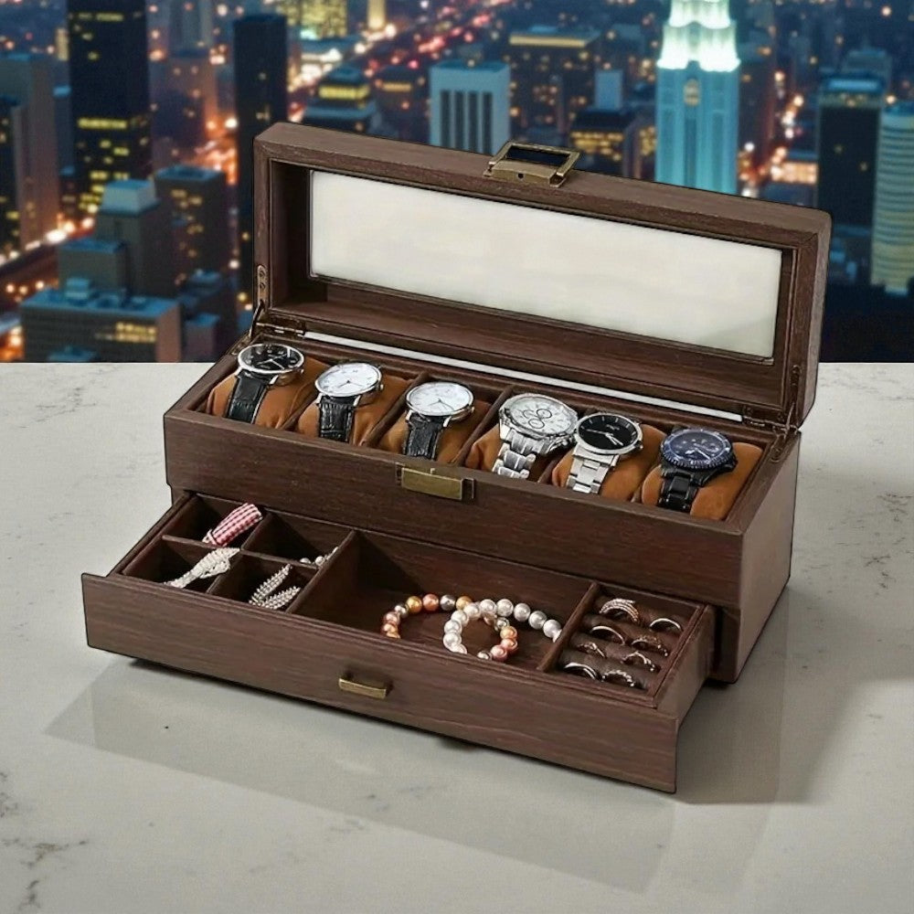 Coffret Montres Bijoux Bois Vintage Tiroirs