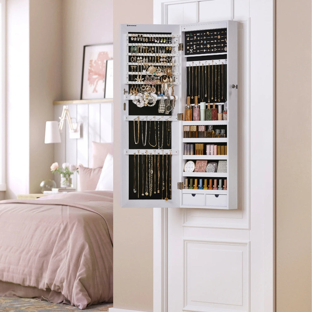 Armoire Bijoux Murale Bois Blanc LED