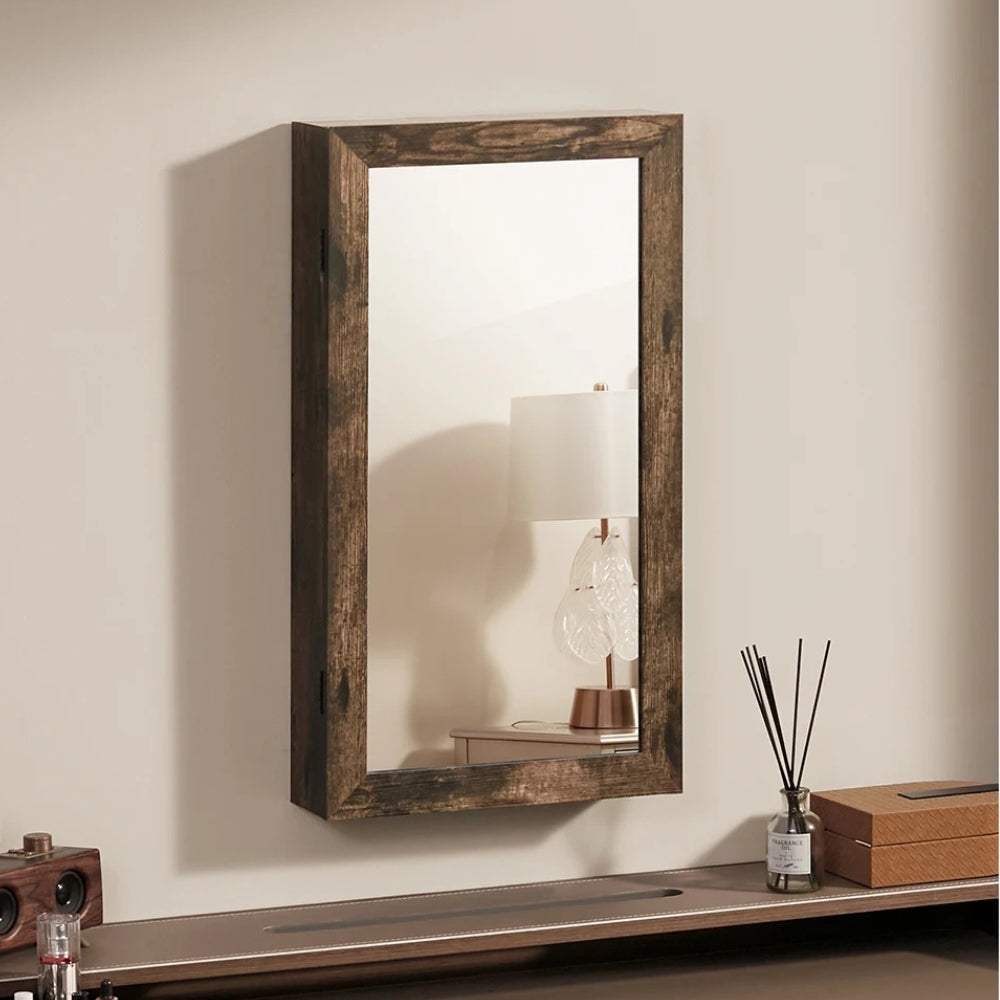 Boîte Bijoux Murale Bois Foncé Miroir