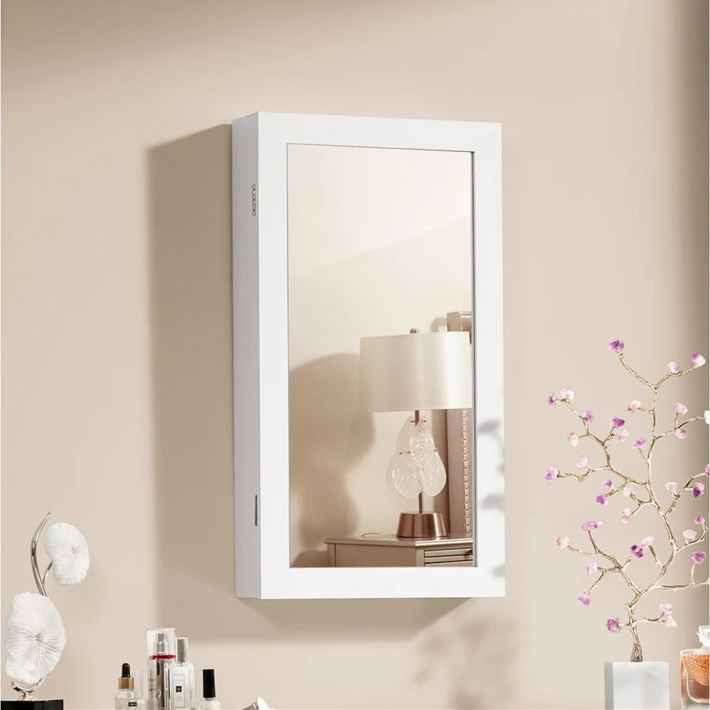Armoire Bijoux Murale Bois Blanc Miroir