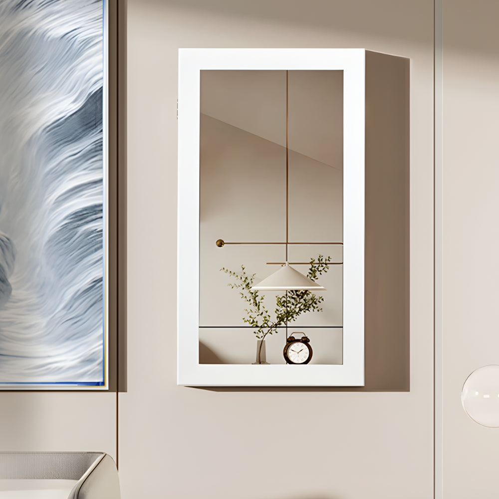 Armoire Bijoux Murale Bois Blanc Miroir