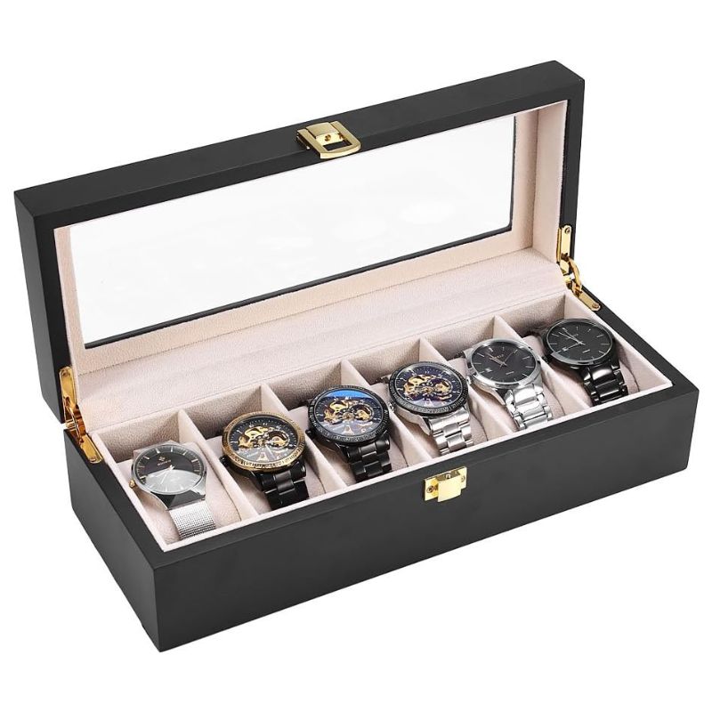 Boîte Rangement Montres Vitrine Luxe Noir Pro