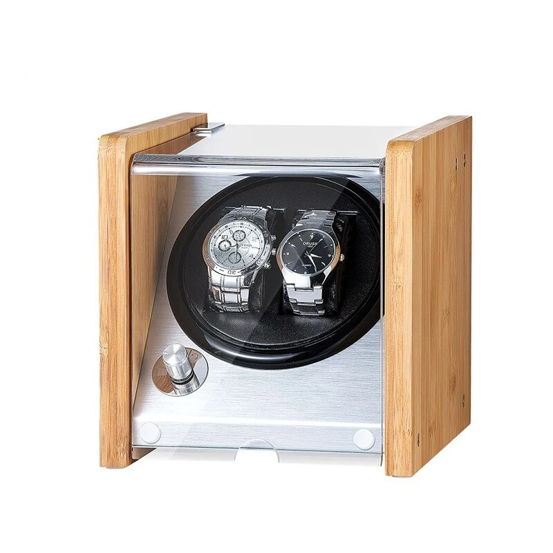 Remontoir Montre Automatique Aluminium Bambou 2 Slots