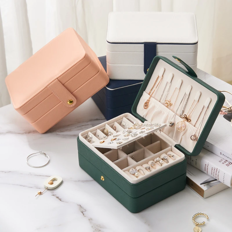 Boîte Bijoux Cuir Voyage 2 Étages Velours