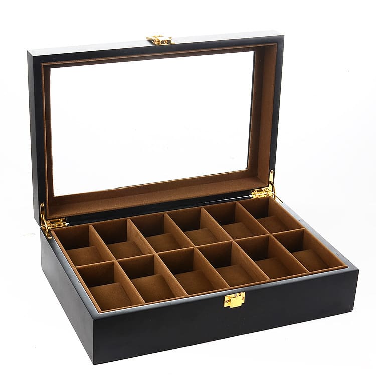 Boîte Montre Bois Velours 12 Slots
