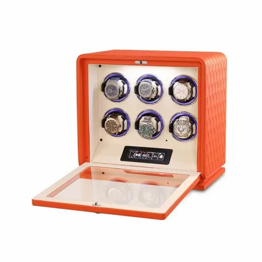 Remontoir Montres Cuir 6 Places LED RGB