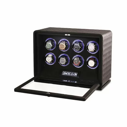 Remontoir Montres Cuir 8 Places LED RGB