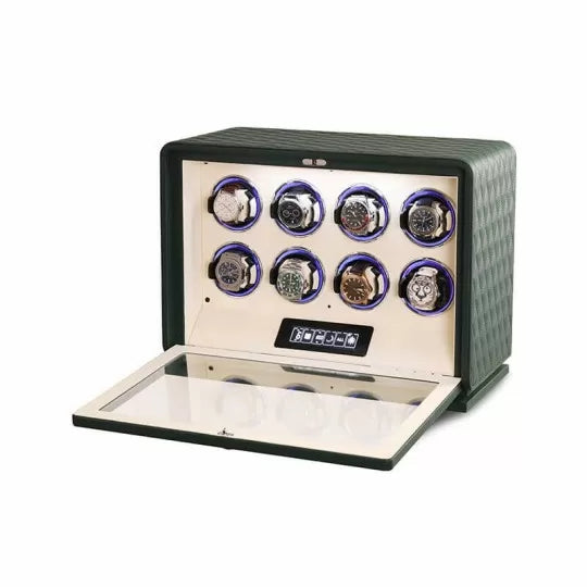 Remontoir Montres Cuir 8 Places LED RGB