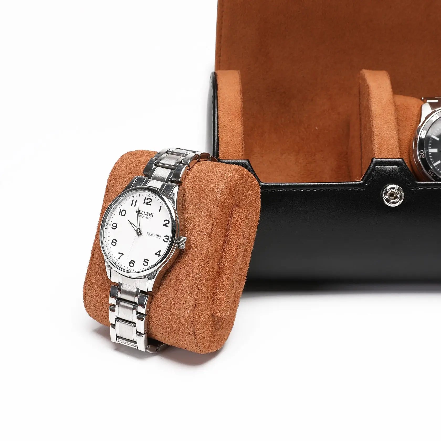 Étui Montre Cuir Capri Duo Voyage 2 Pièces
