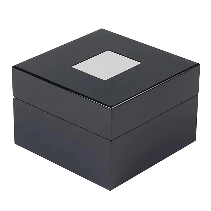 Boîte Bijoux Bois Laqué Noir Carré Premium