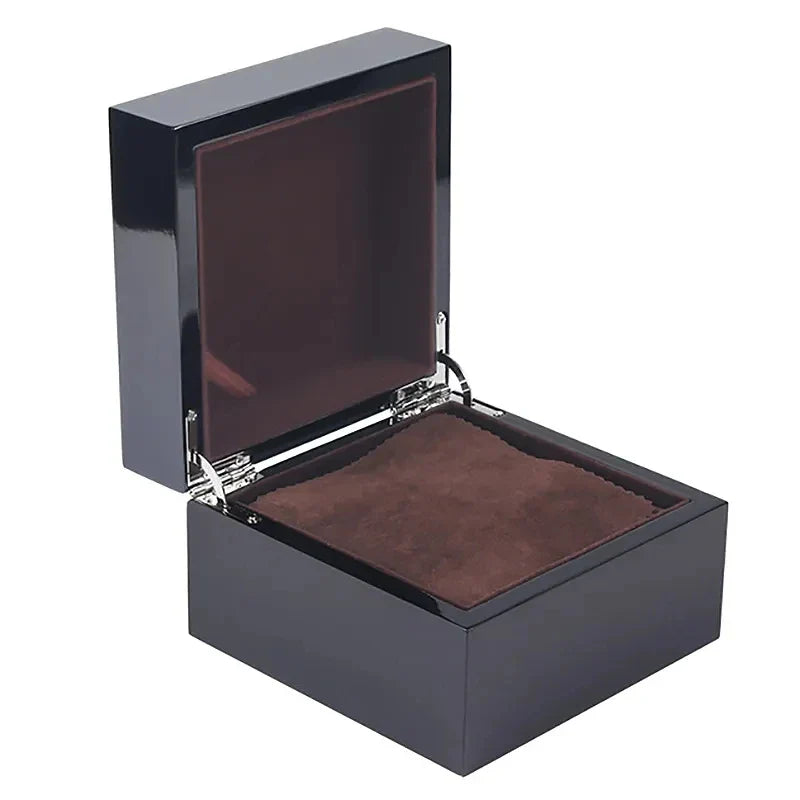 Boîte Bijoux Bois Laqué Noir Carré Premium