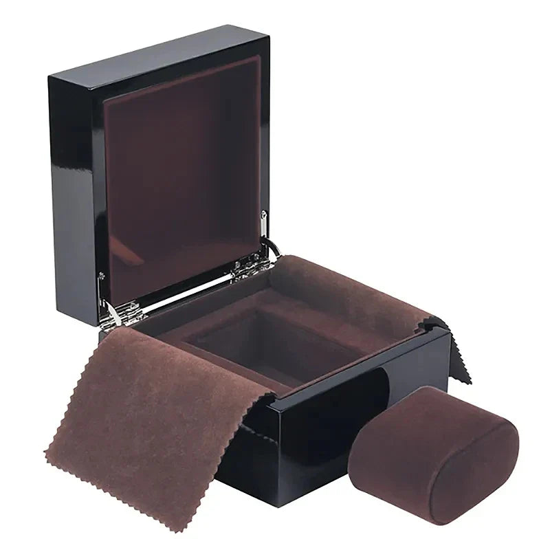 Boîte Bijoux Bois Laqué Noir Carré Premium