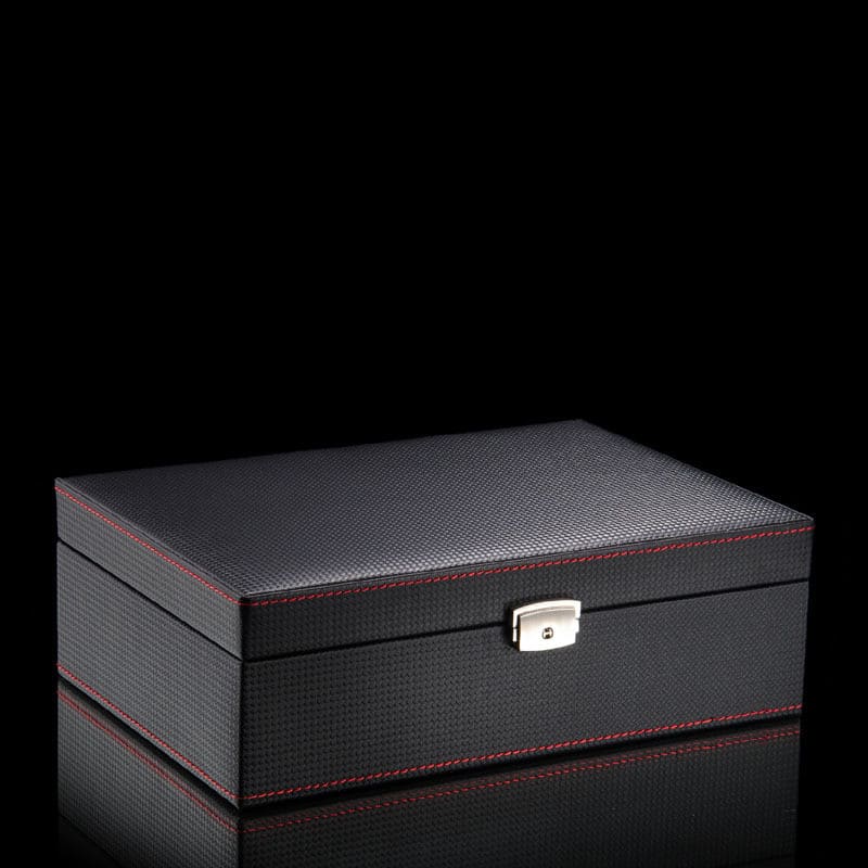 Boîte Montre Bois Carbone Noir 10 Slots