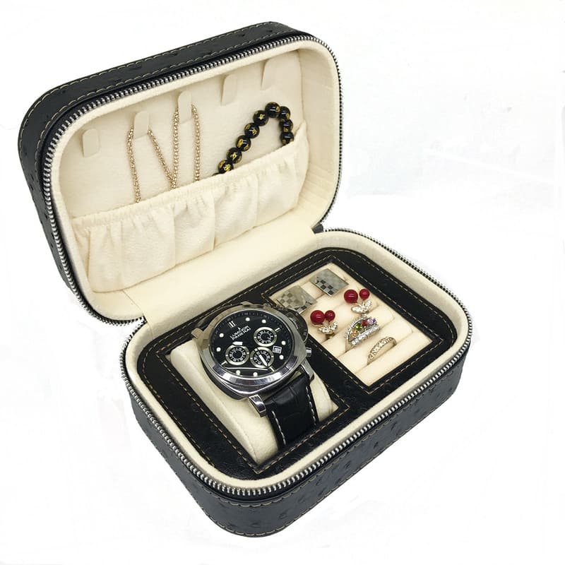 Coffret Montre Cuir Bleu 2 Slots Voyage