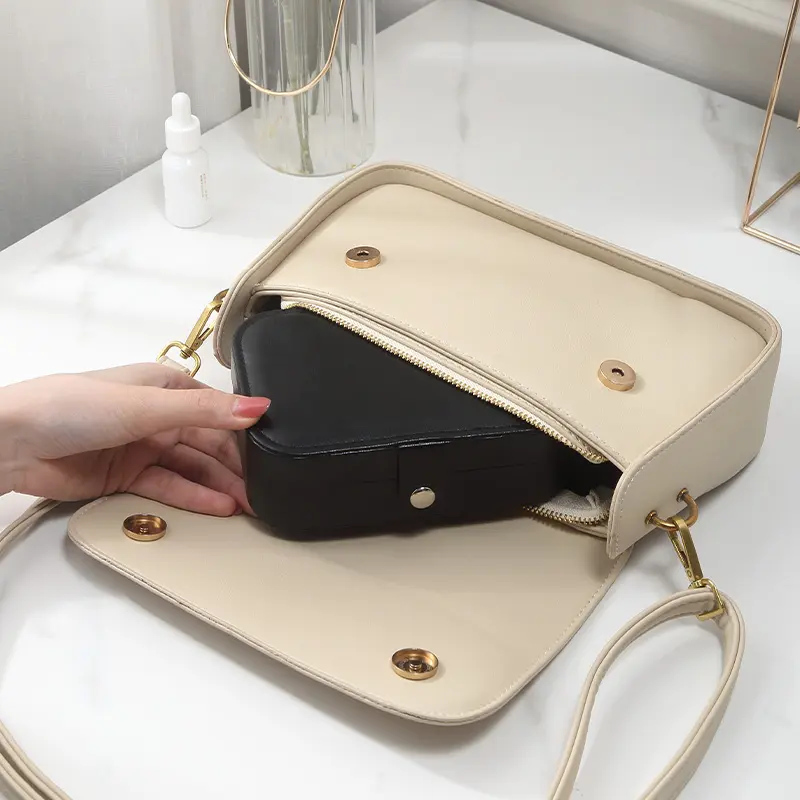Boîte Bijoux Cuir Voyage Zippée Portable