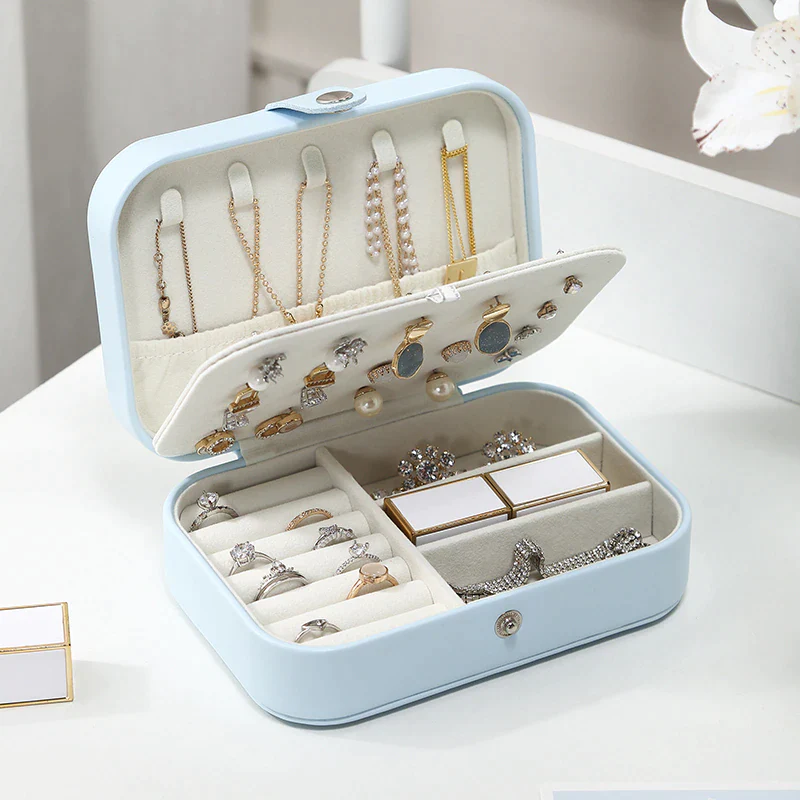Boîte Bijoux Cuir Voyage 2 Étages Velours