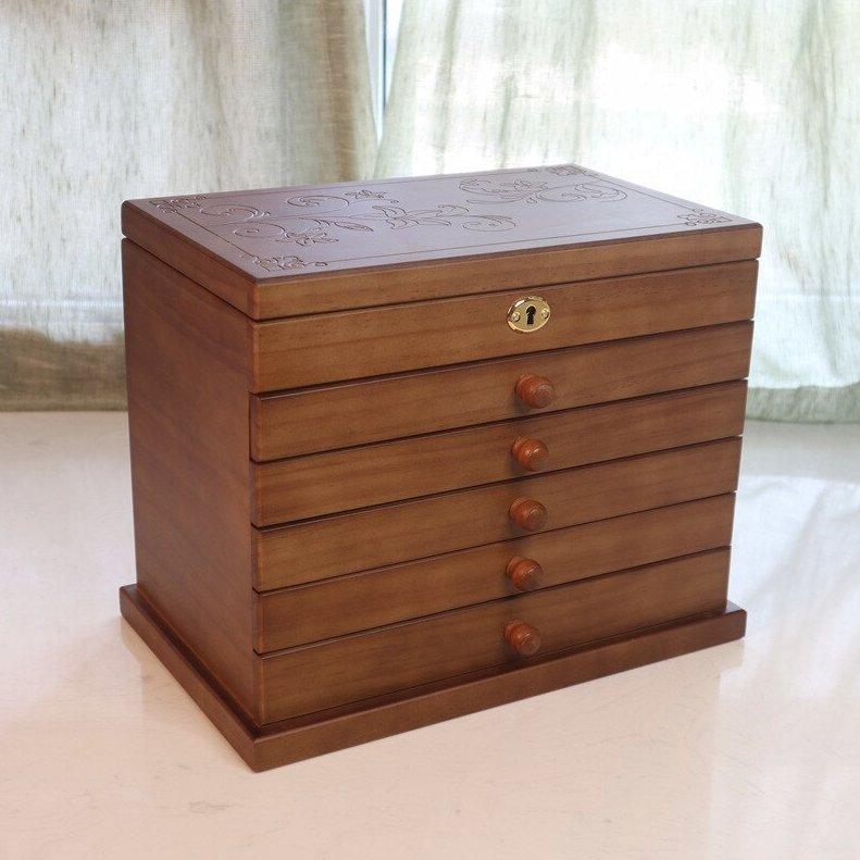 Boite Bijoux Bois Velours Marron Grand Format