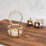 Boite Bijoux Verre Laiton Dore Geometrique