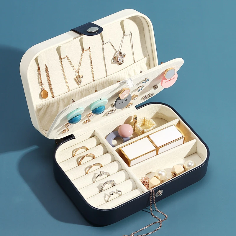 Boîte Bijoux Cuir Voyage Zippée Portable