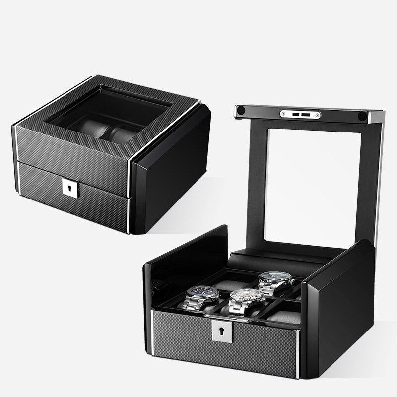 Boîte Montre Carbone 6 Places Vitrée Luxe