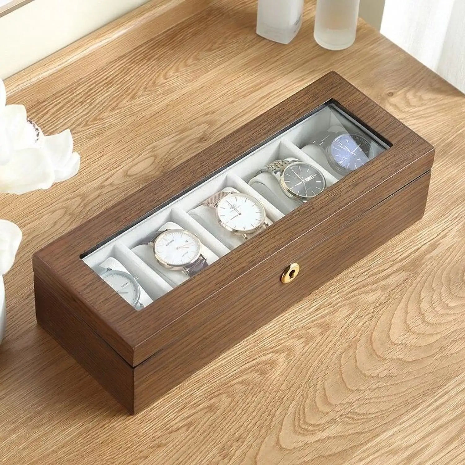 Boîte Montre Bois WoodTime 5 Places Velours