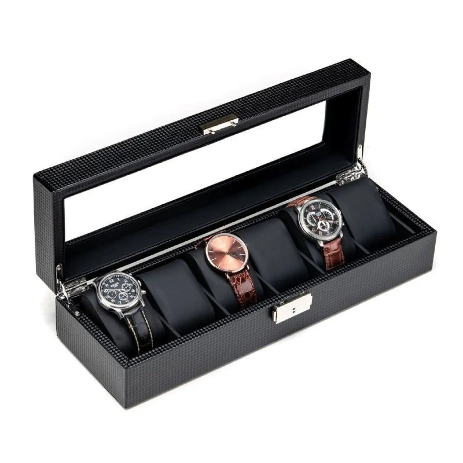 Boîte Montre Carbone Plastique 6 Emplacements