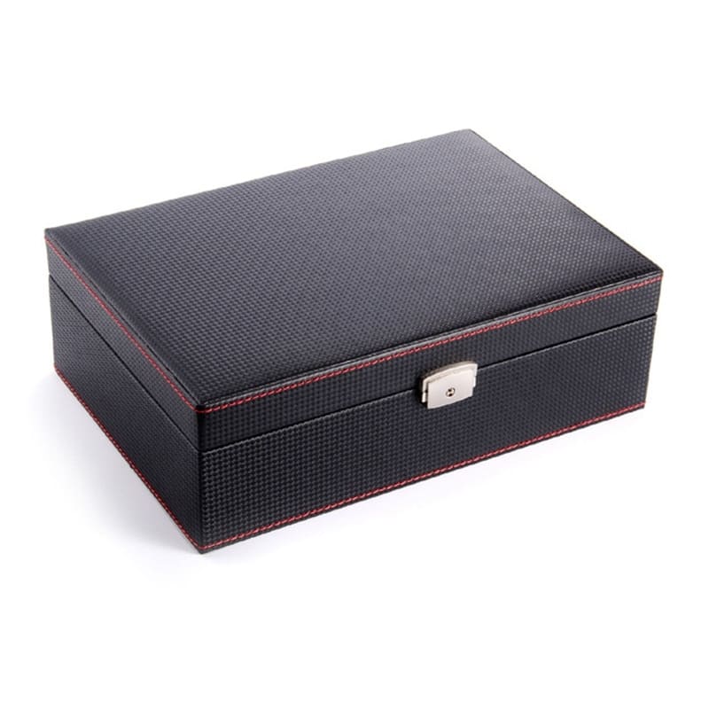 Boîte Montre Bois Carbone Noir 10 Slots
