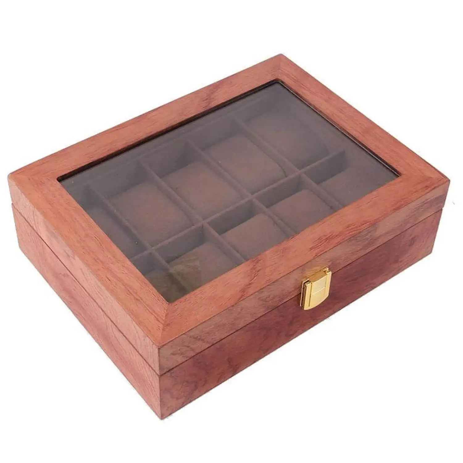 Boîte Montre Bois 10 Places Velours Coffret