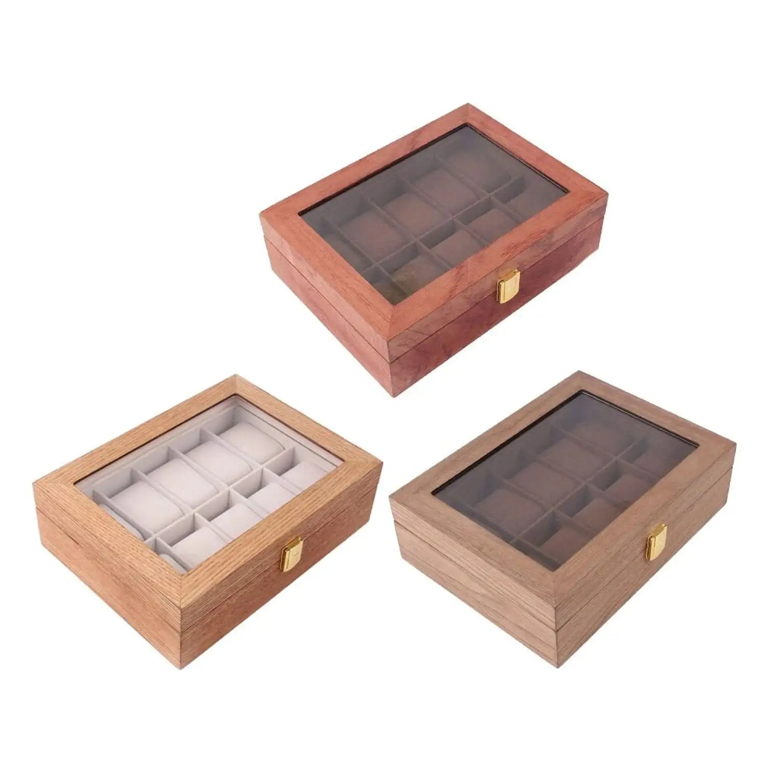 Boîte Montre Bois 10 Places Velours Coffret