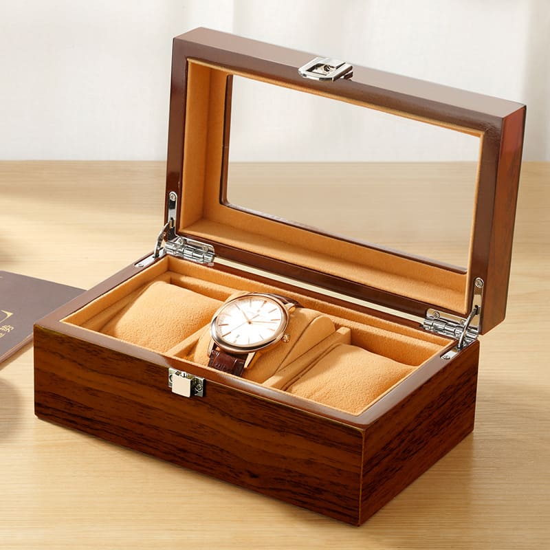 Boîte Montre Bois Vintage 3 Slots Coffret