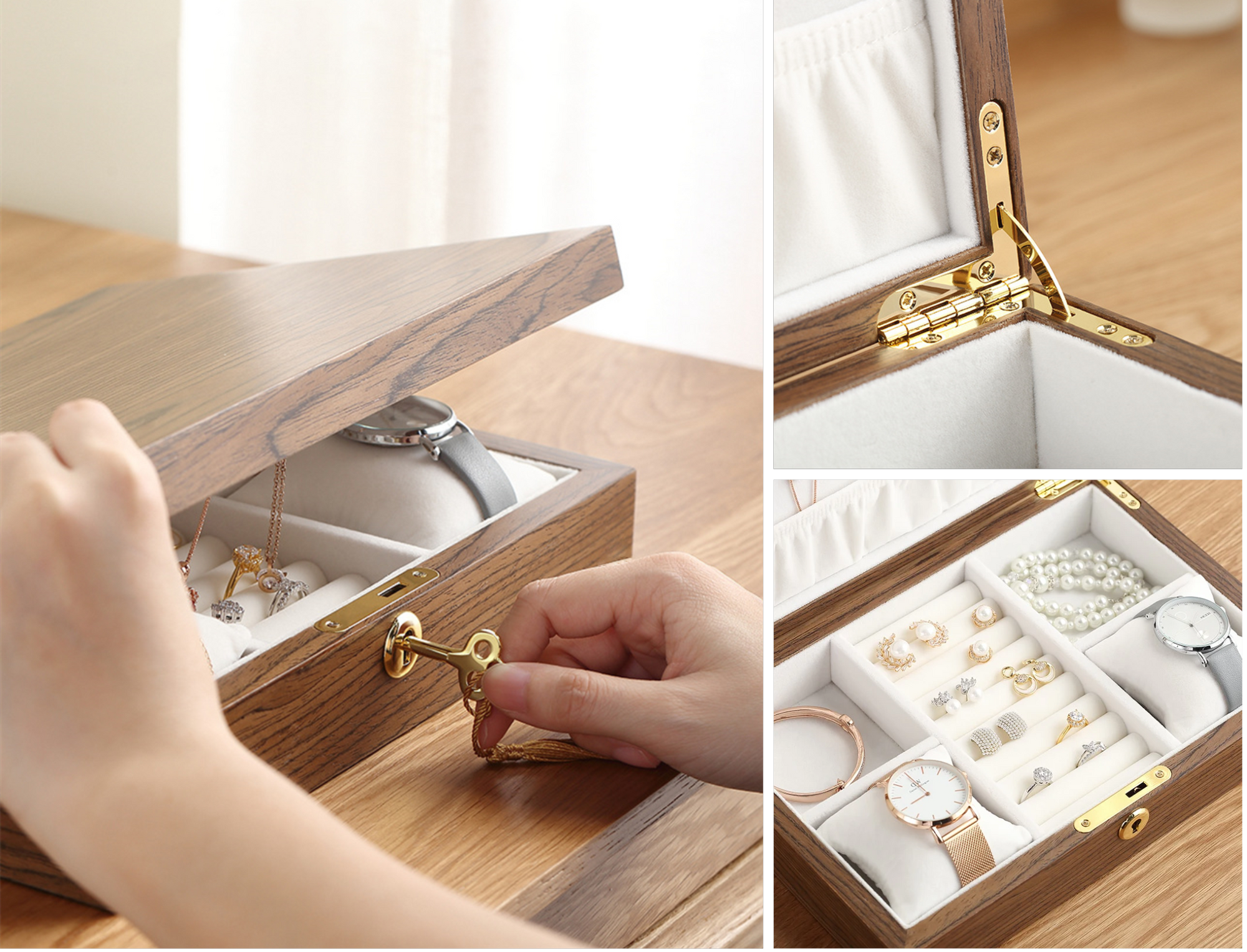 Boîte Bijoux Bois Noyer Wengé Classique