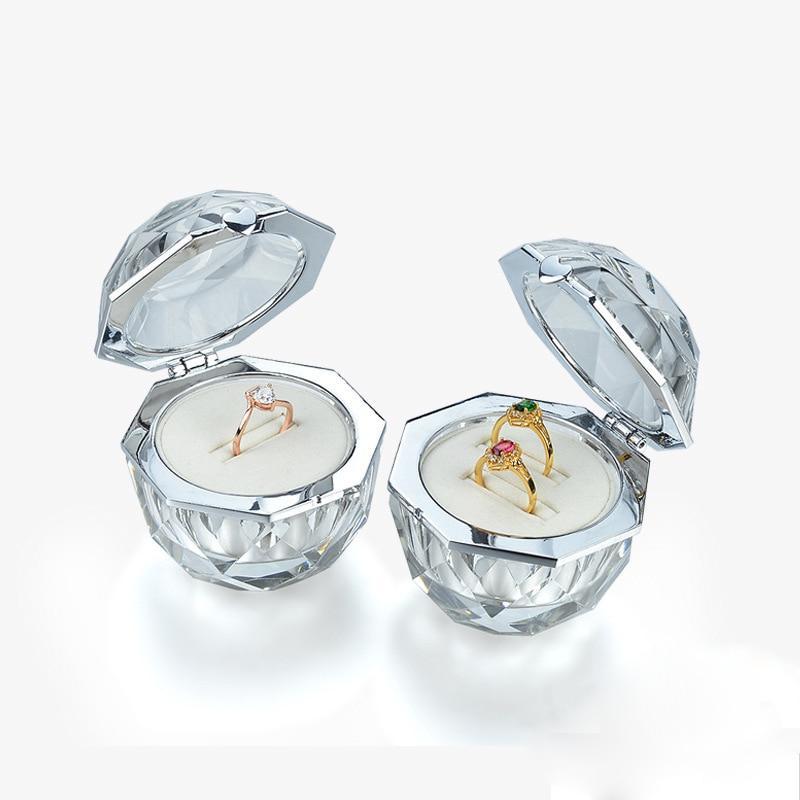 Boîte Bague Acrylique Velours Brillant Diamant