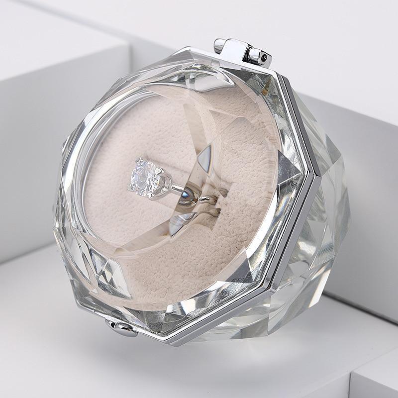 Boîte Bague Acrylique Velours Brillant Diamant