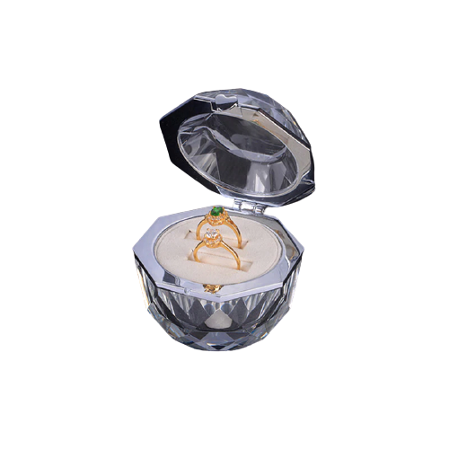 Boîte Bague Acrylique Velours Brillant Diamant