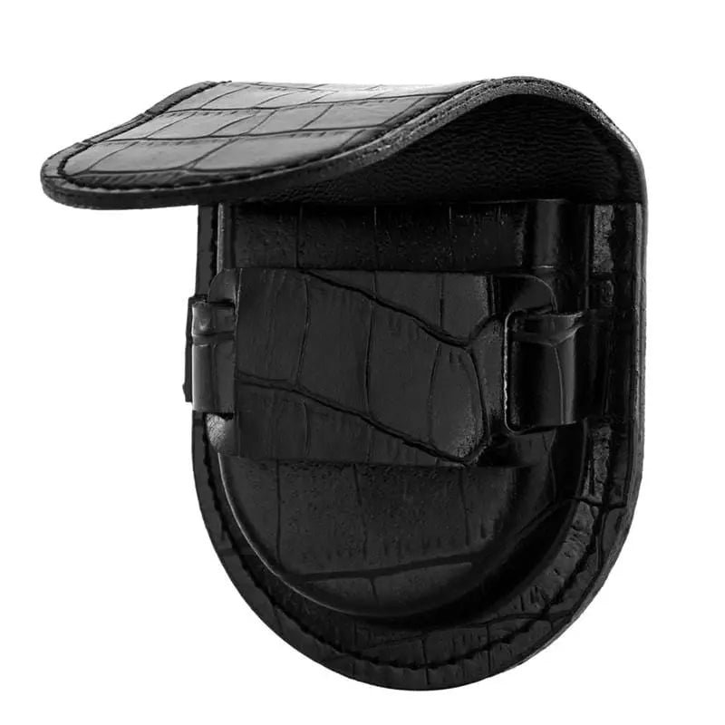 Étui Cuir Noir Gousset Croco Vintage