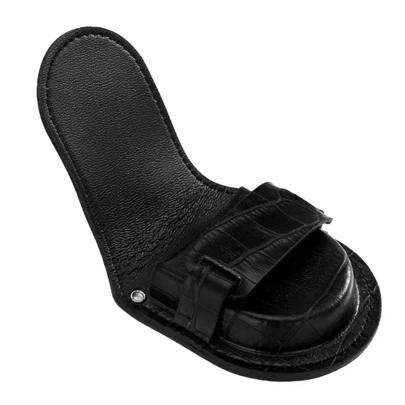 Étui Cuir Noir Gousset Croco Vintage