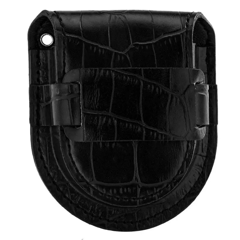 Étui Cuir Noir Gousset Croco Vintage