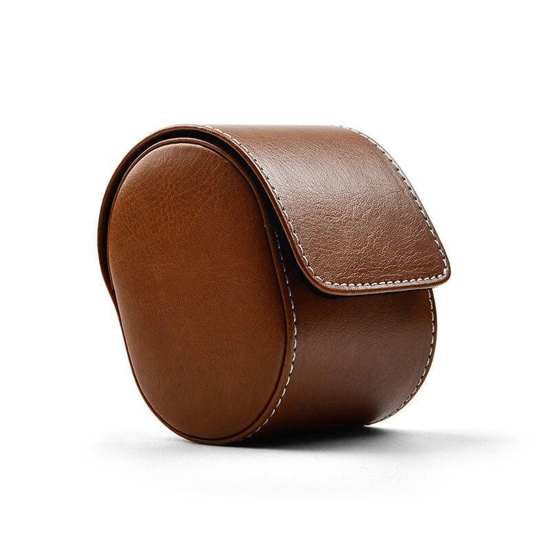 Étui Montre Voyage Simili Cuir Marron 1 Place