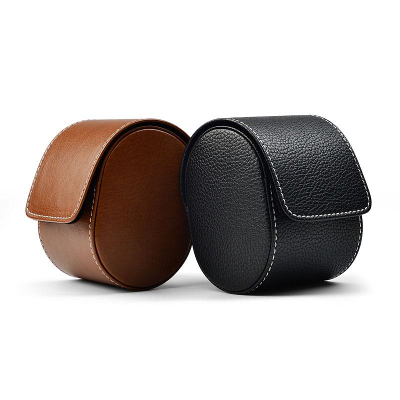 Étui Montre Cuir Voyage Compact Noir