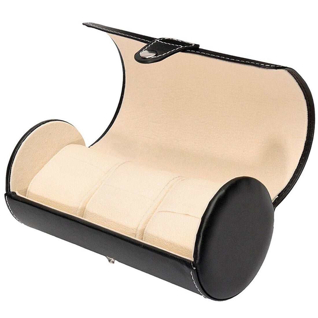 Étui Montre Cylindrique Cuir 3 Slots Voyage