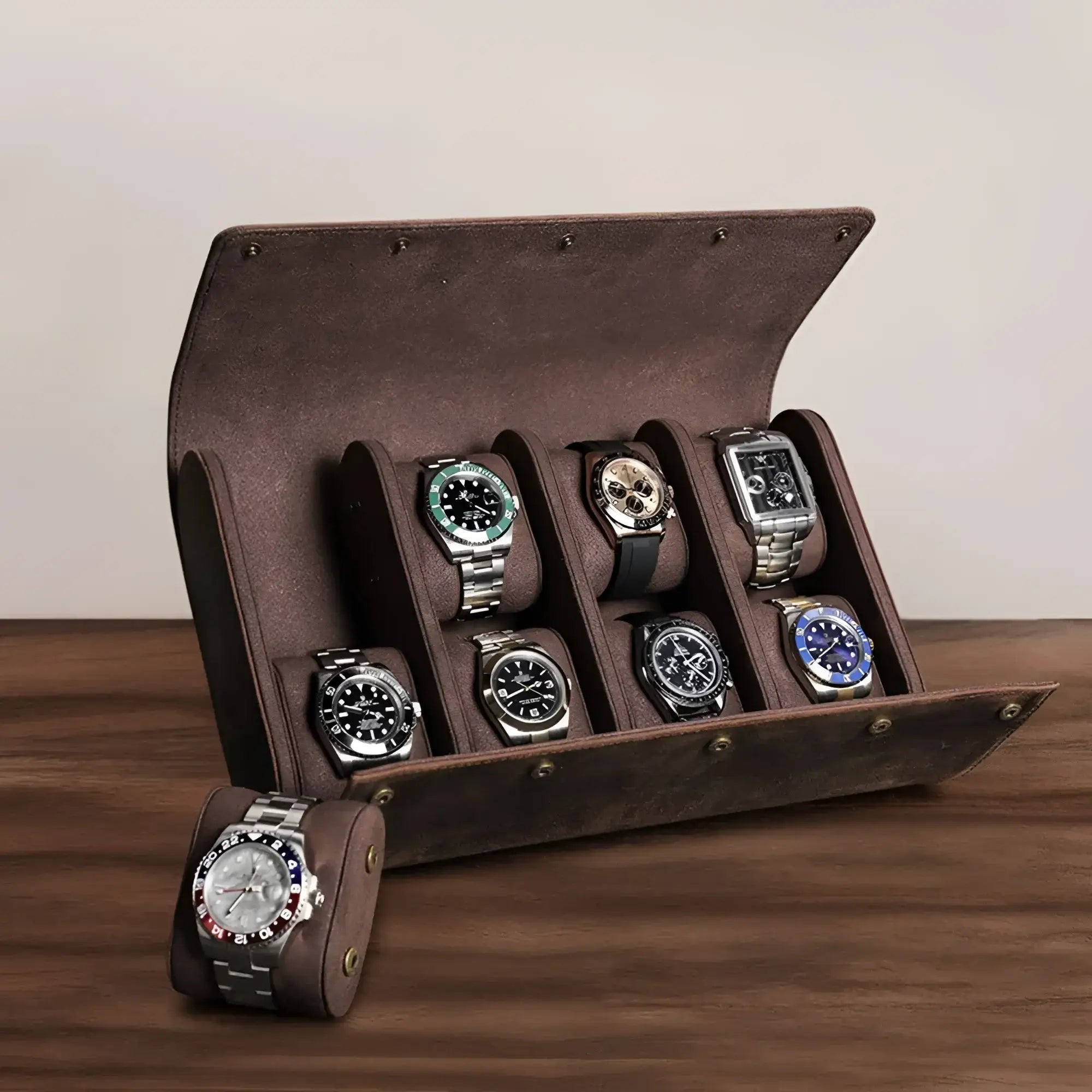 Étui Montre Cuir Vintage 8 Places