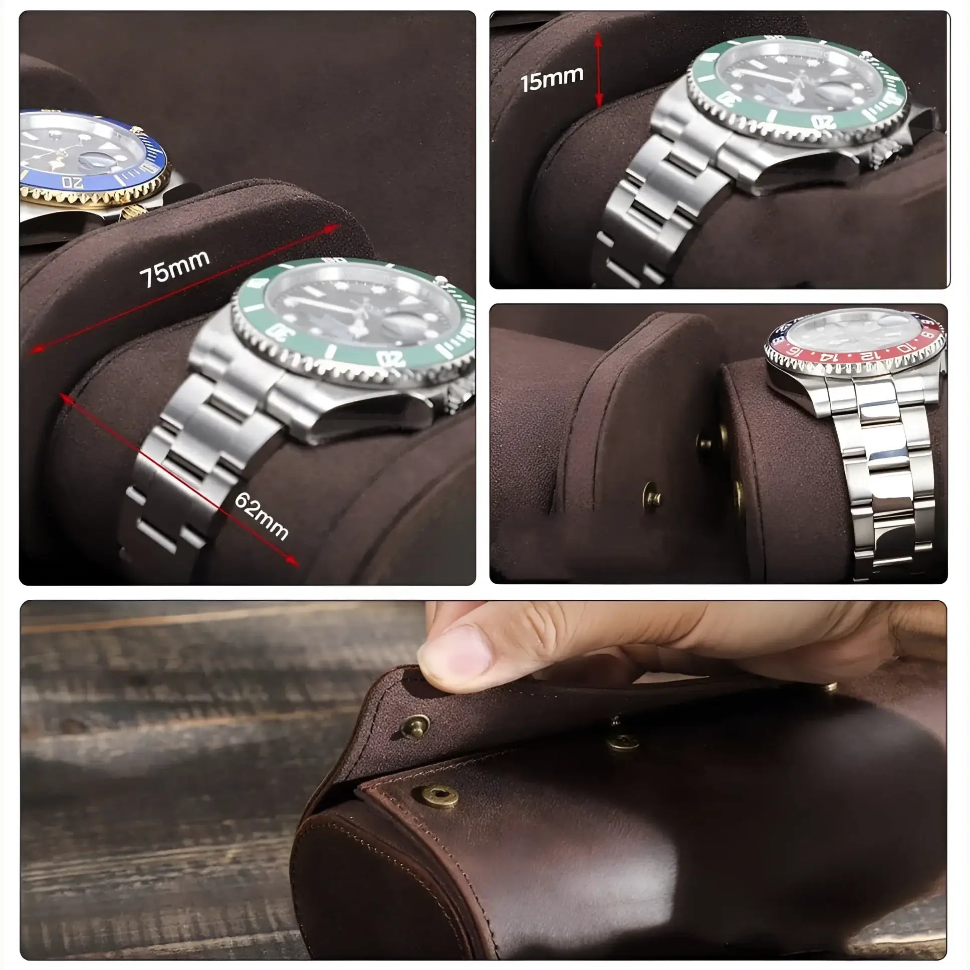 Étui Montre Cuir Vintage 8 Places